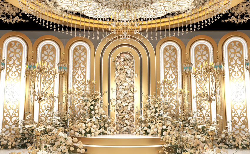 镇雄香槟色调婚礼堂效果展示